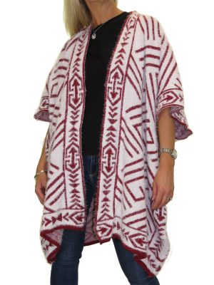 Ladies Aztec Open Front Shawl Poncho