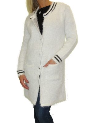 Ladies Sport Stripes Soft Knit Coatigan