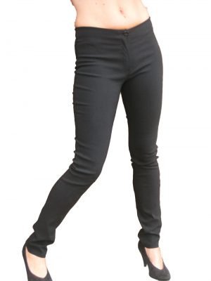 Ladies Skinny Fit Low Rise Black Stretchy Trouser