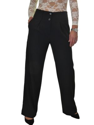 Ladies Black Wide Leg Smart Trouser