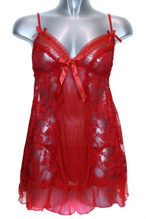 Babydoll Nighty Lingerie Set With G String Red