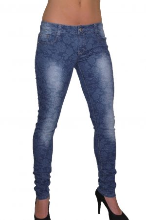 Ultra Low Rise Skinny Floral Denim Jeans