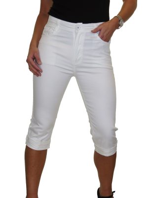 Womens High Waist Cropped Jeans With Turn Ups