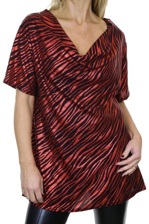 Ladies Tunic Top Stretch Glitter Sheen