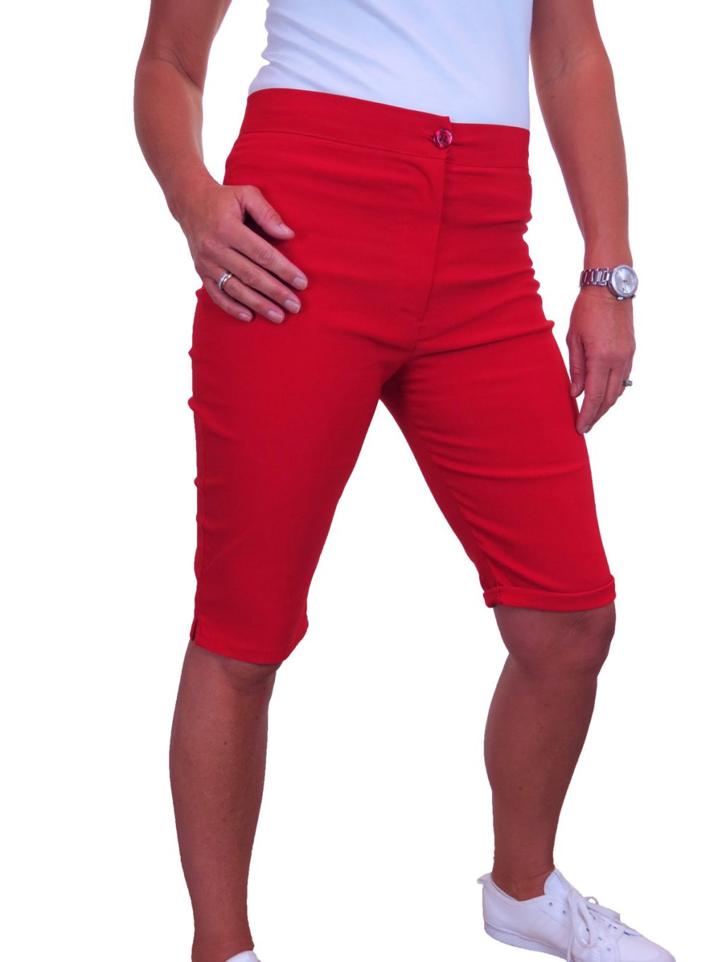 Womens High Waist Skinny Stretch Pedal Pusher Style Summer Shorts