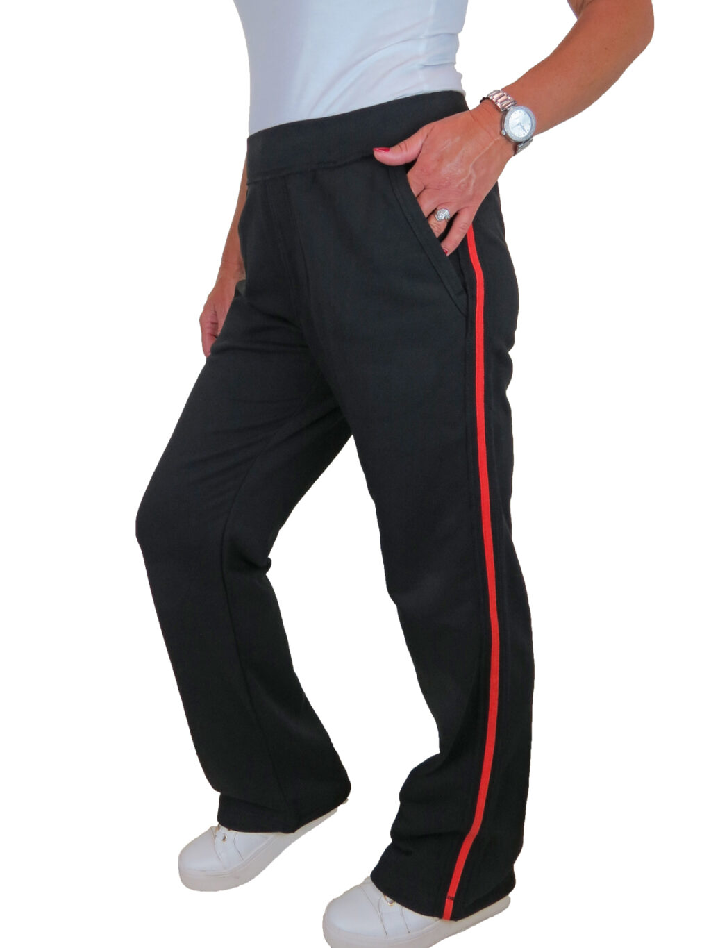 womens side stripe joggers